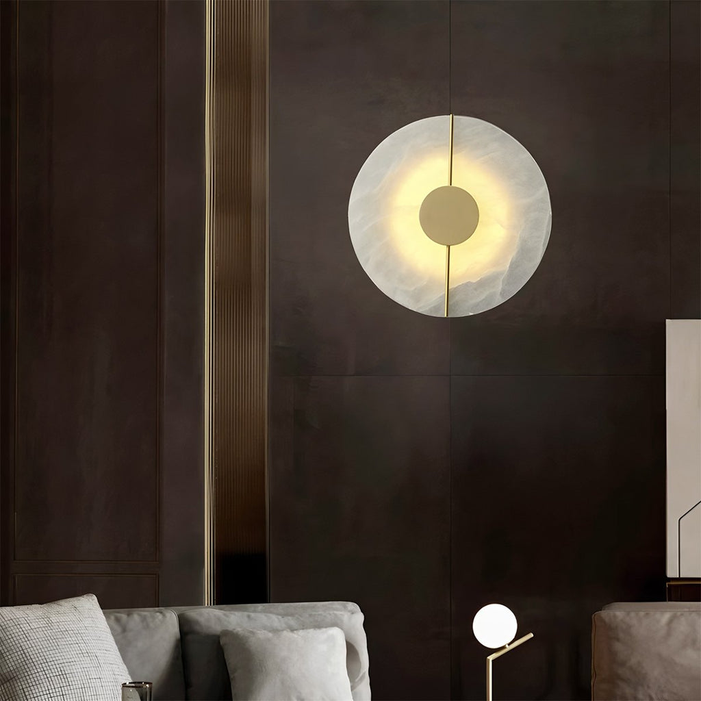 Aurelia Marble Glow Wall Lamp With Gold Accents Finish