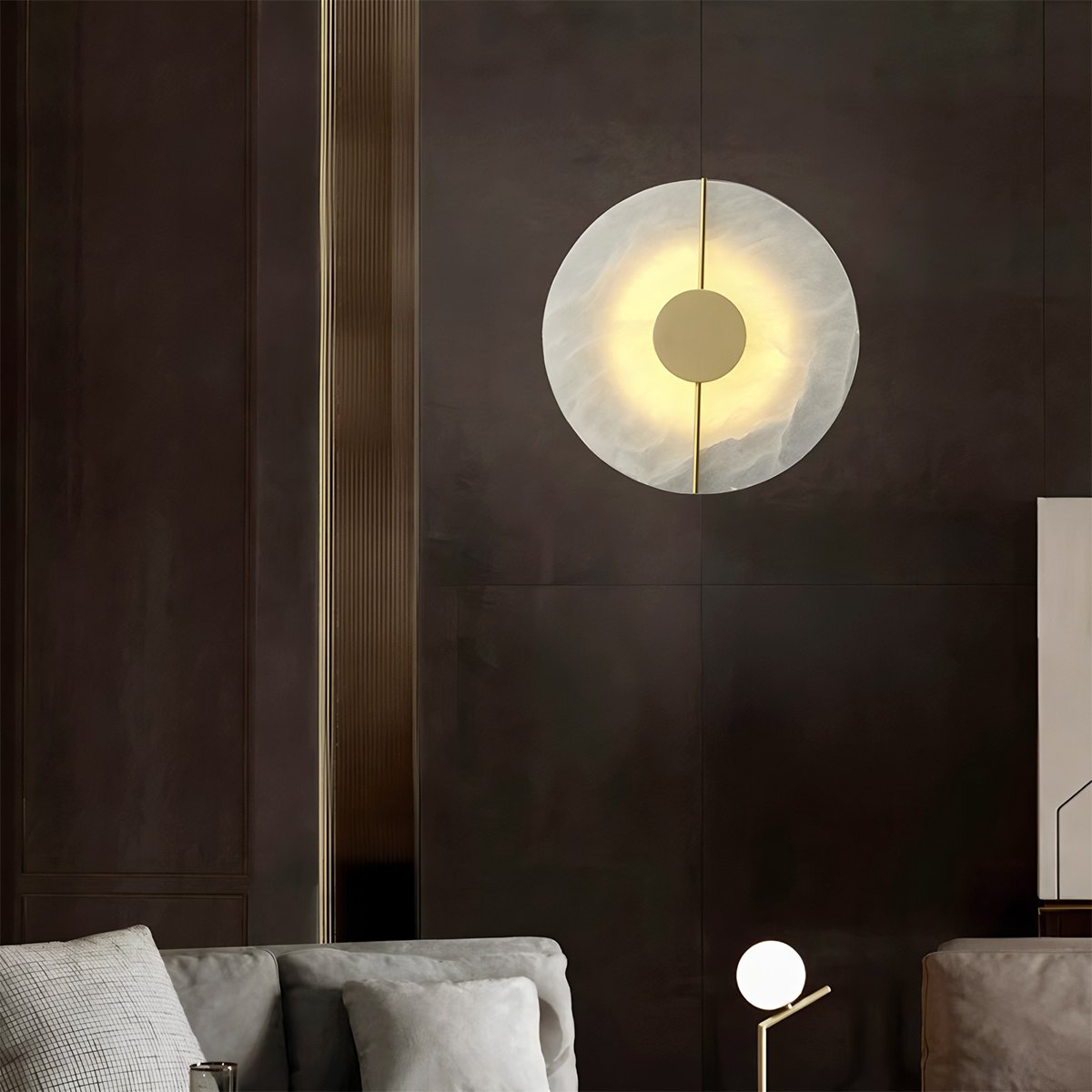 Aurelia Marble Glow Wall Lamp With Gold Accents Finish