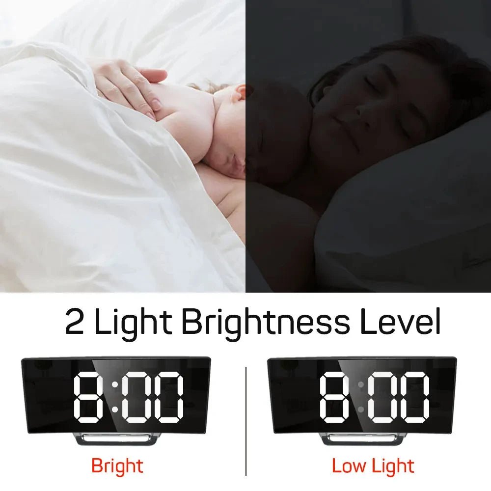 Úzký digitální budík s velkým LED displejem a tichým designem - Fioriscas