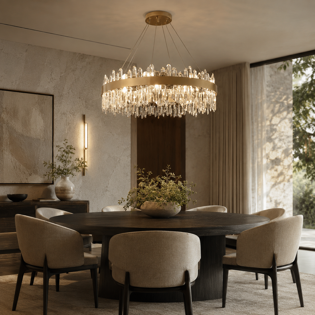 Lumiara Crystal Cascade Chandelier With Copper And Gold Finish