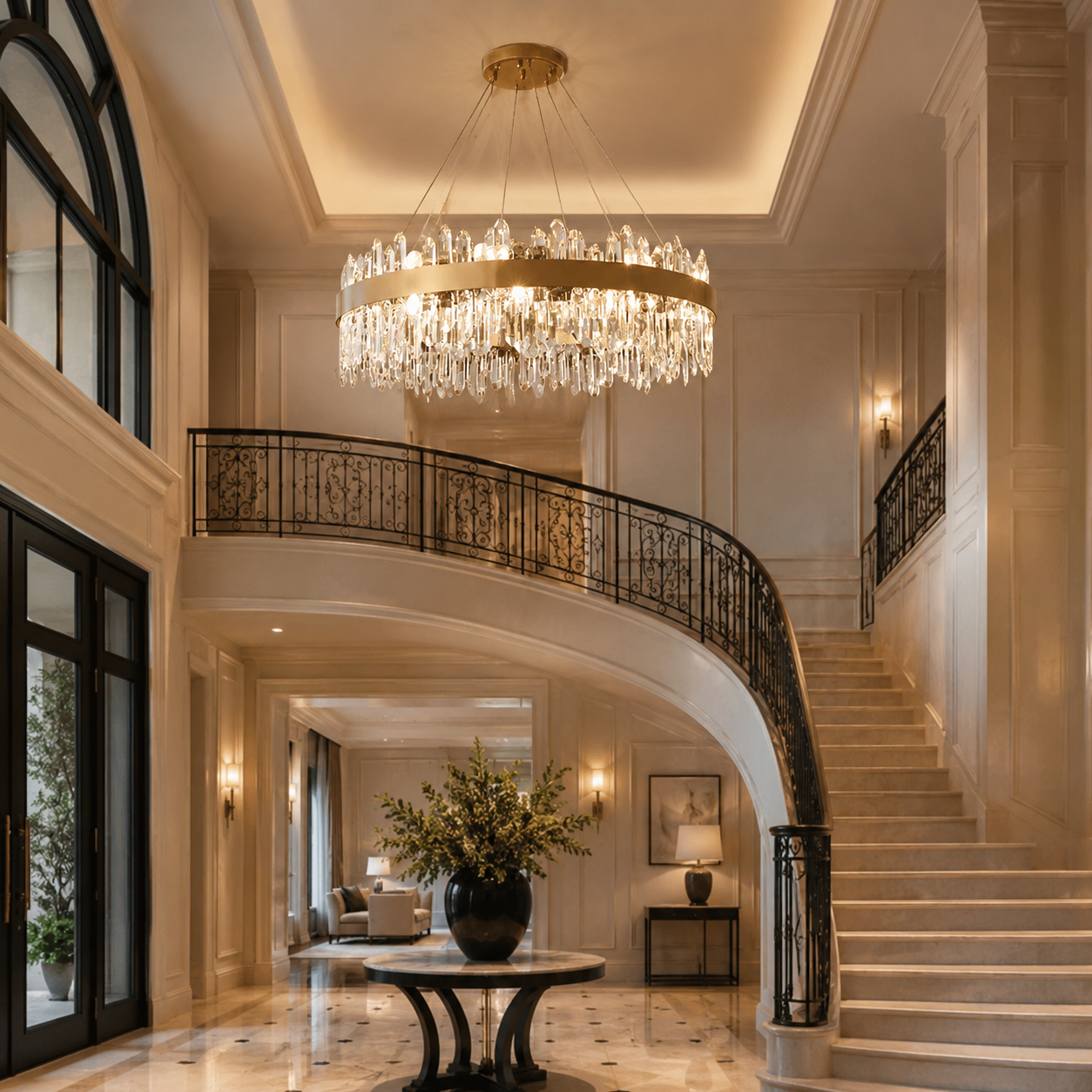 Lumiara Crystal Cascade Chandelier With Copper And Gold Finish