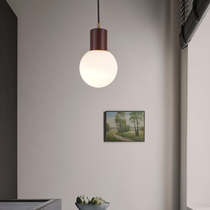 LumaWood Orb Pendant Light With Wooden Holder For Modern Scandinavian Interiors