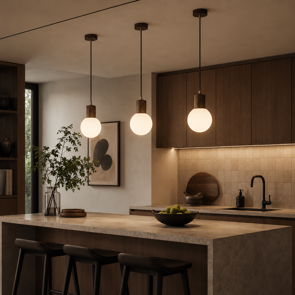 LumaWood Orb Pendant Light With Wooden Holder For Modern Scandinavian Interiors