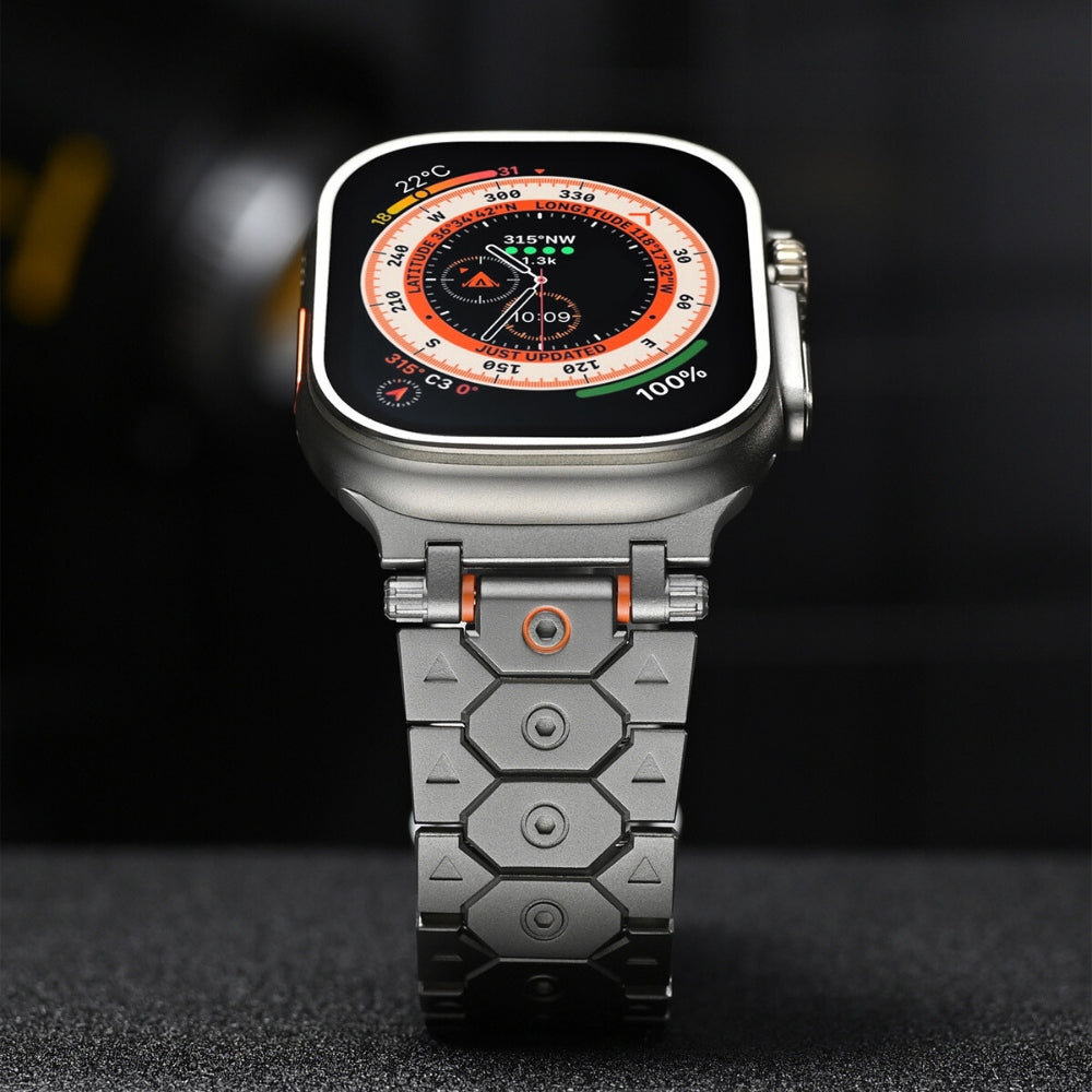 Vantira FusionX Titanium Apple Watch-rem, sekskantet led-design