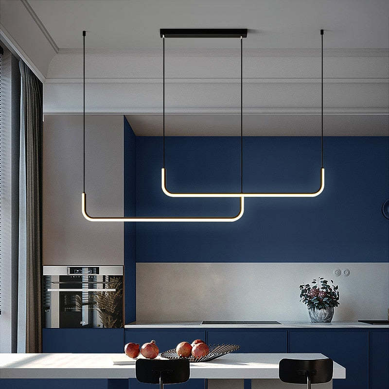 EdgeGlow pendellampe i metall og silikon, to LED-hoder, 90–150 cm