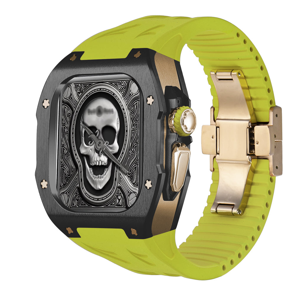 Kit de modification de boîtier en titane pour Apple Watch Ultra avec bracelet en caoutchouc fluoré