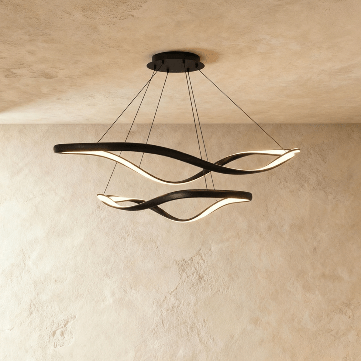 Aurelia Curve LED Chandelier With Diffused Ambient Glow For Modern Spaces