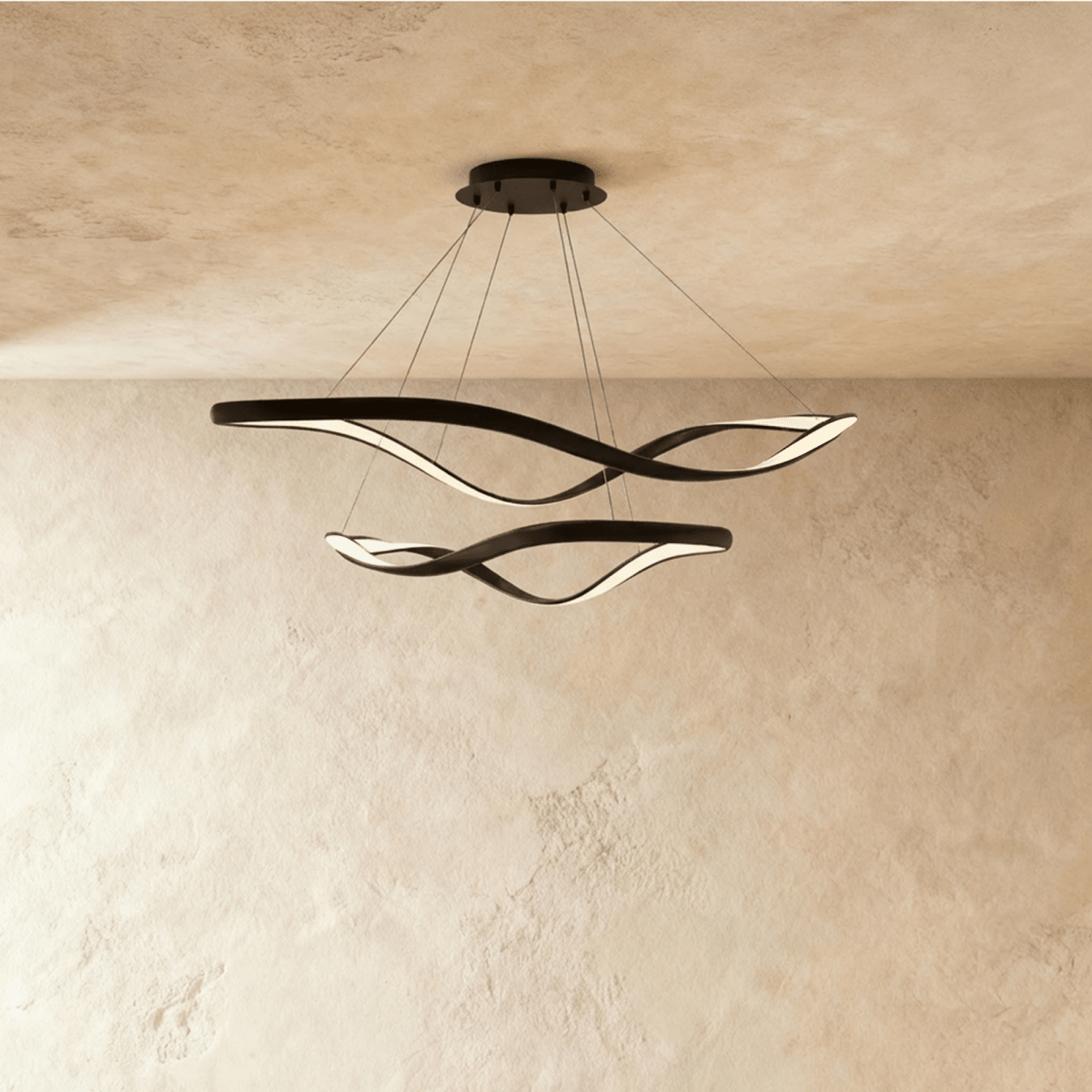 Aurelia Curve LED Chandelier With Diffused Ambient Glow For Modern Spaces