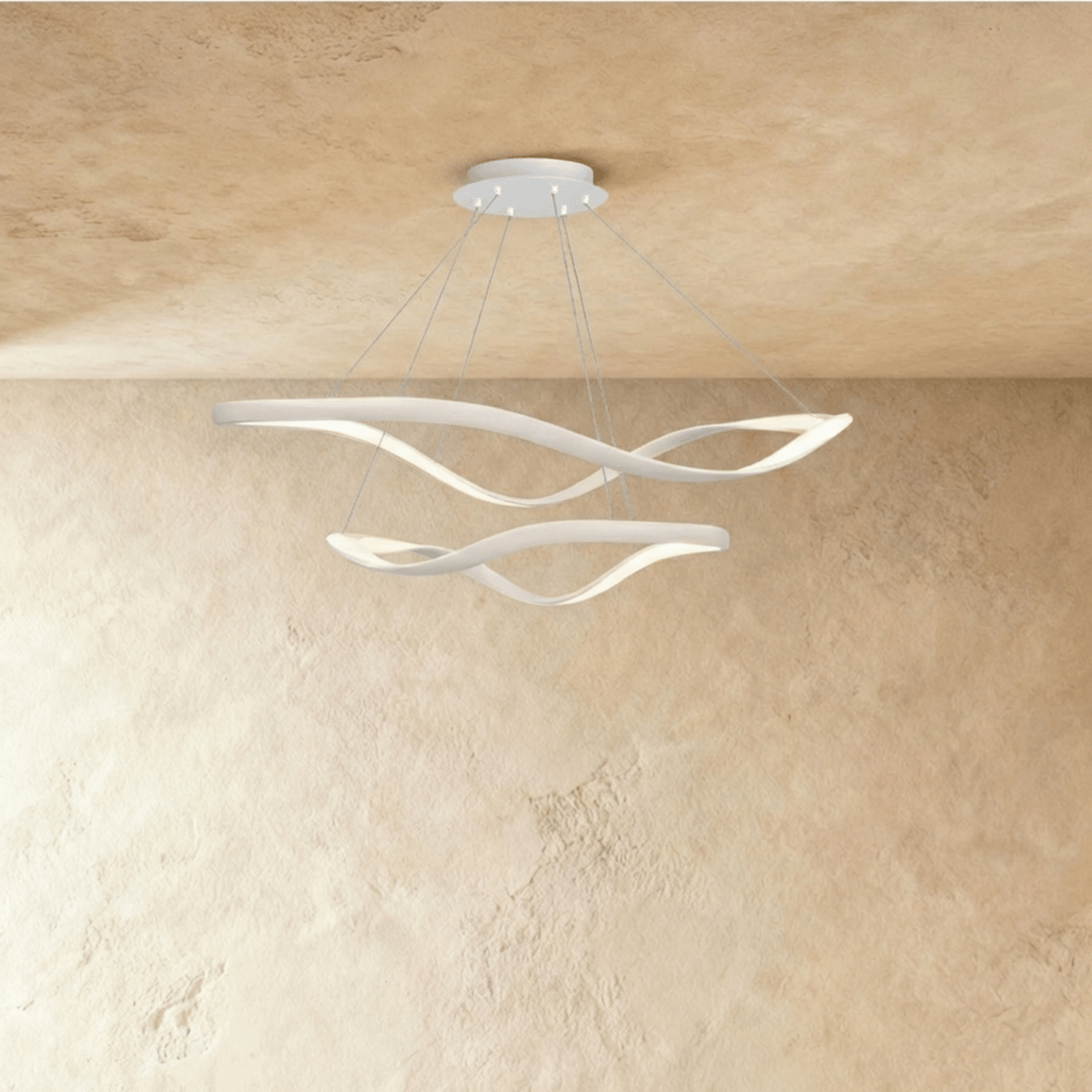 Aurelia Curve LED Chandelier With Diffused Ambient Glow For Modern Spaces