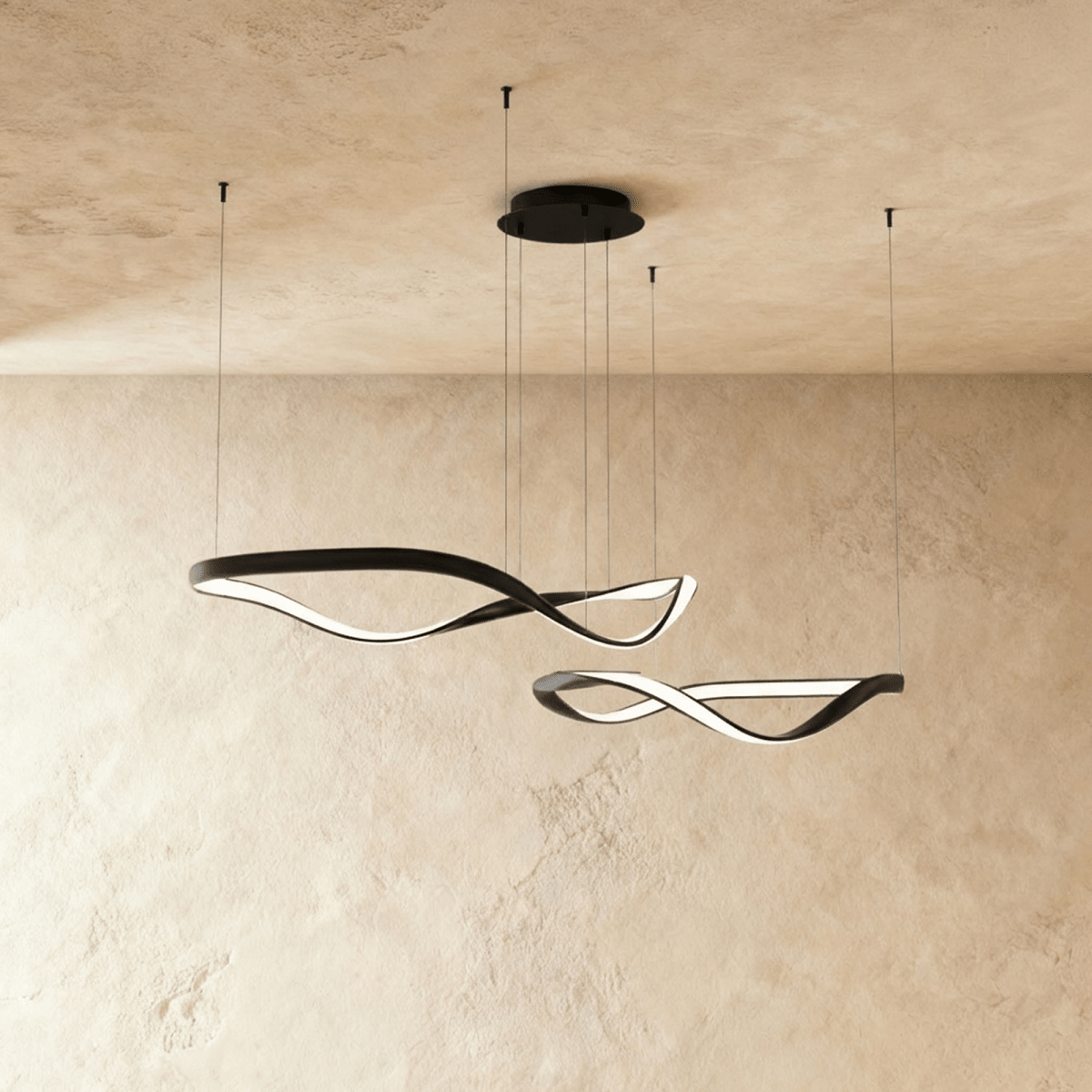 Aurelia Curve LED Chandelier With Diffused Ambient Glow For Modern Spaces