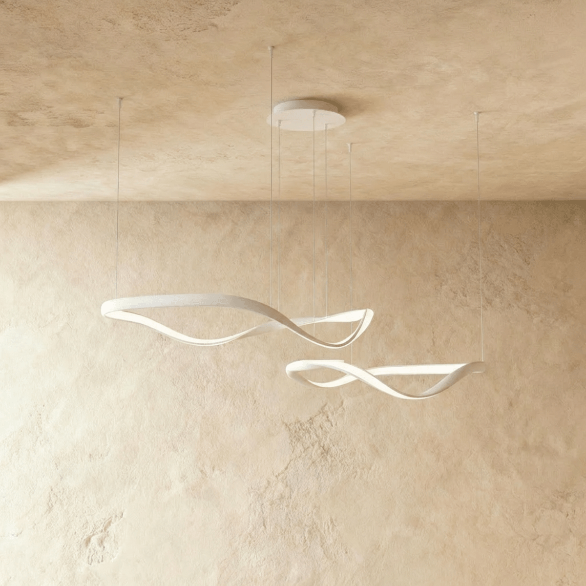 Aurelia Curve LED Chandelier With Diffused Ambient Glow For Modern Spaces