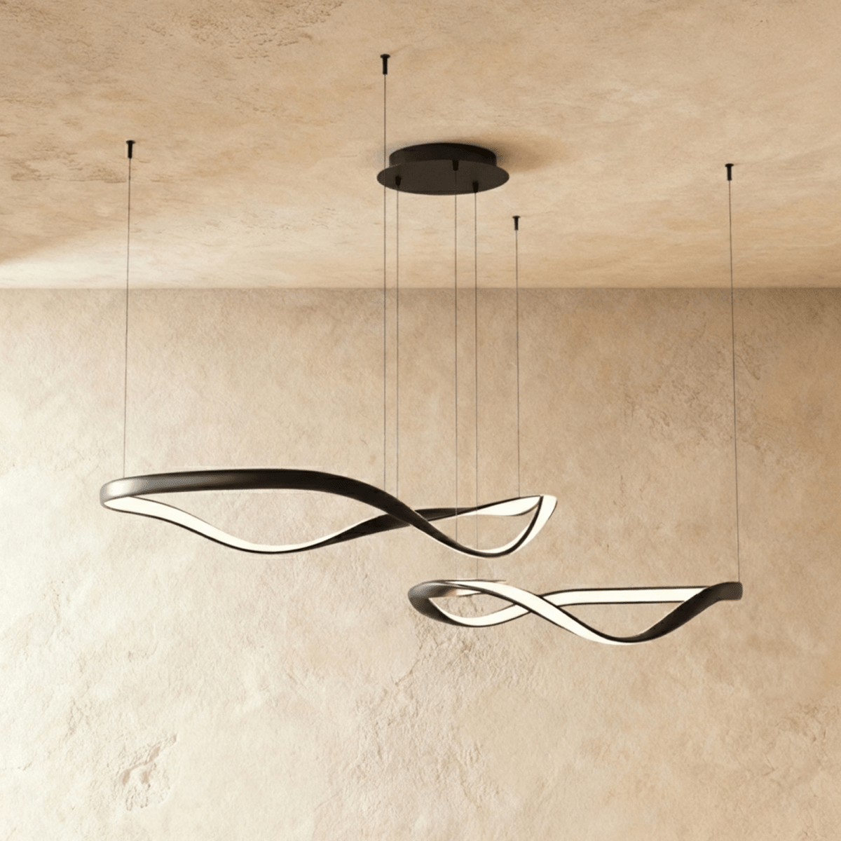 Aurelia Curve LED Chandelier With Diffused Ambient Glow For Modern Spaces