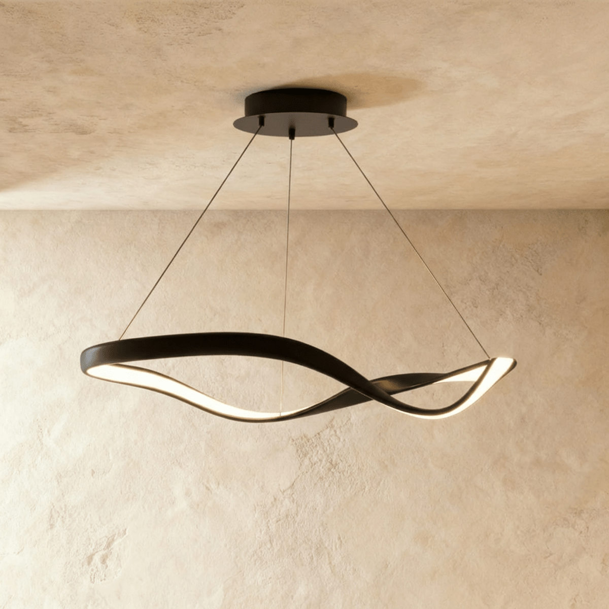 Aurelia Curve LED Chandelier With Diffused Ambient Glow For Modern Spaces