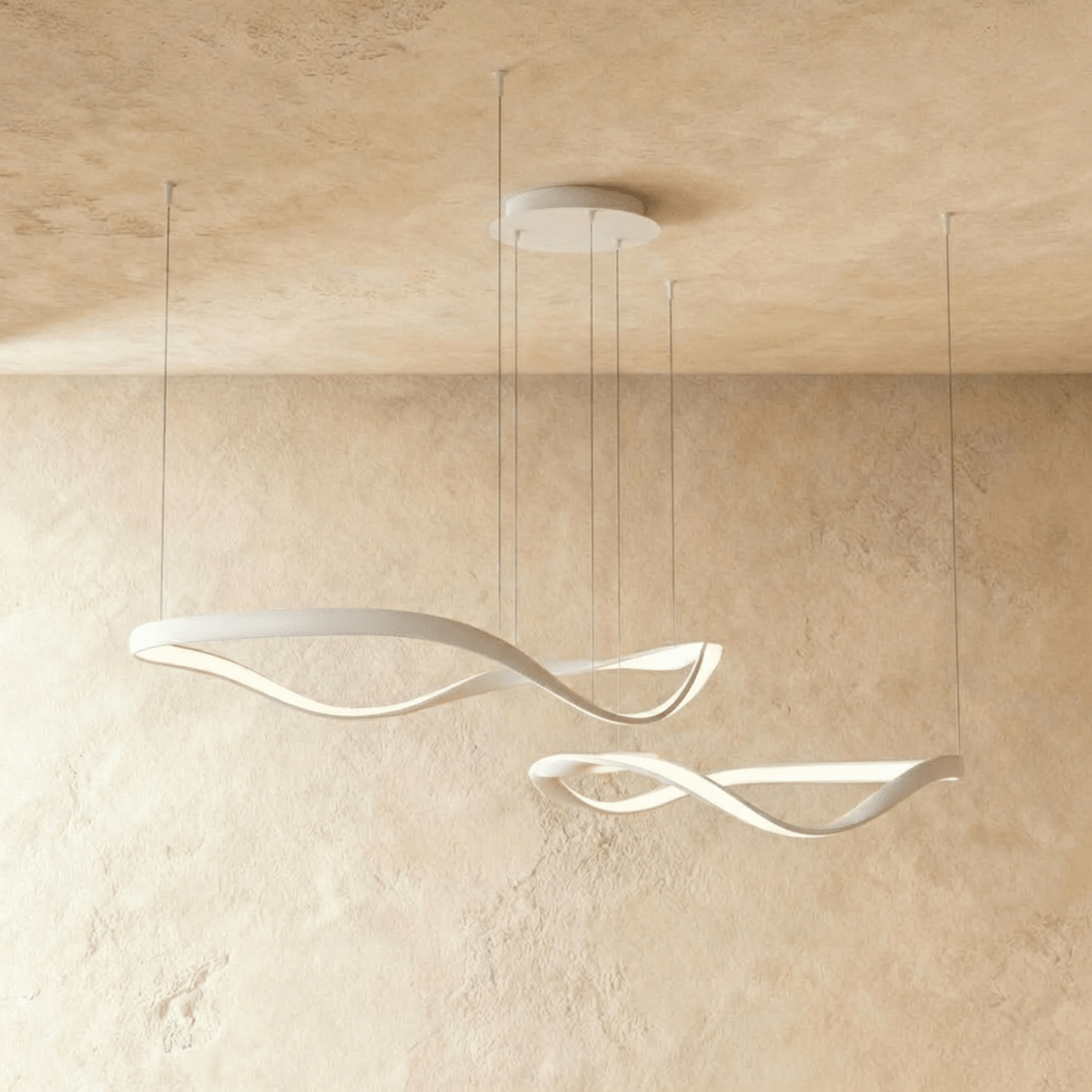 Aurelia Curve LED Chandelier With Diffused Ambient Glow For Modern Spaces