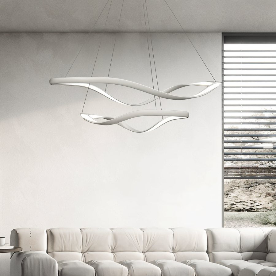 Aurelia Curve LED Chandelier With Diffused Ambient Glow For Modern Spaces