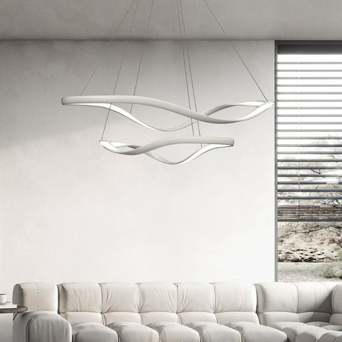 Aurelia Curve LED Chandelier With Diffused Ambient Glow For Modern Spaces