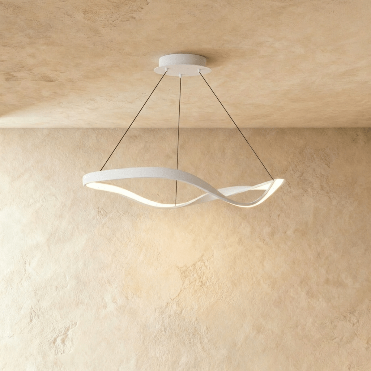 Aurelia Curve LED Chandelier With Diffused Ambient Glow For Modern Spaces
