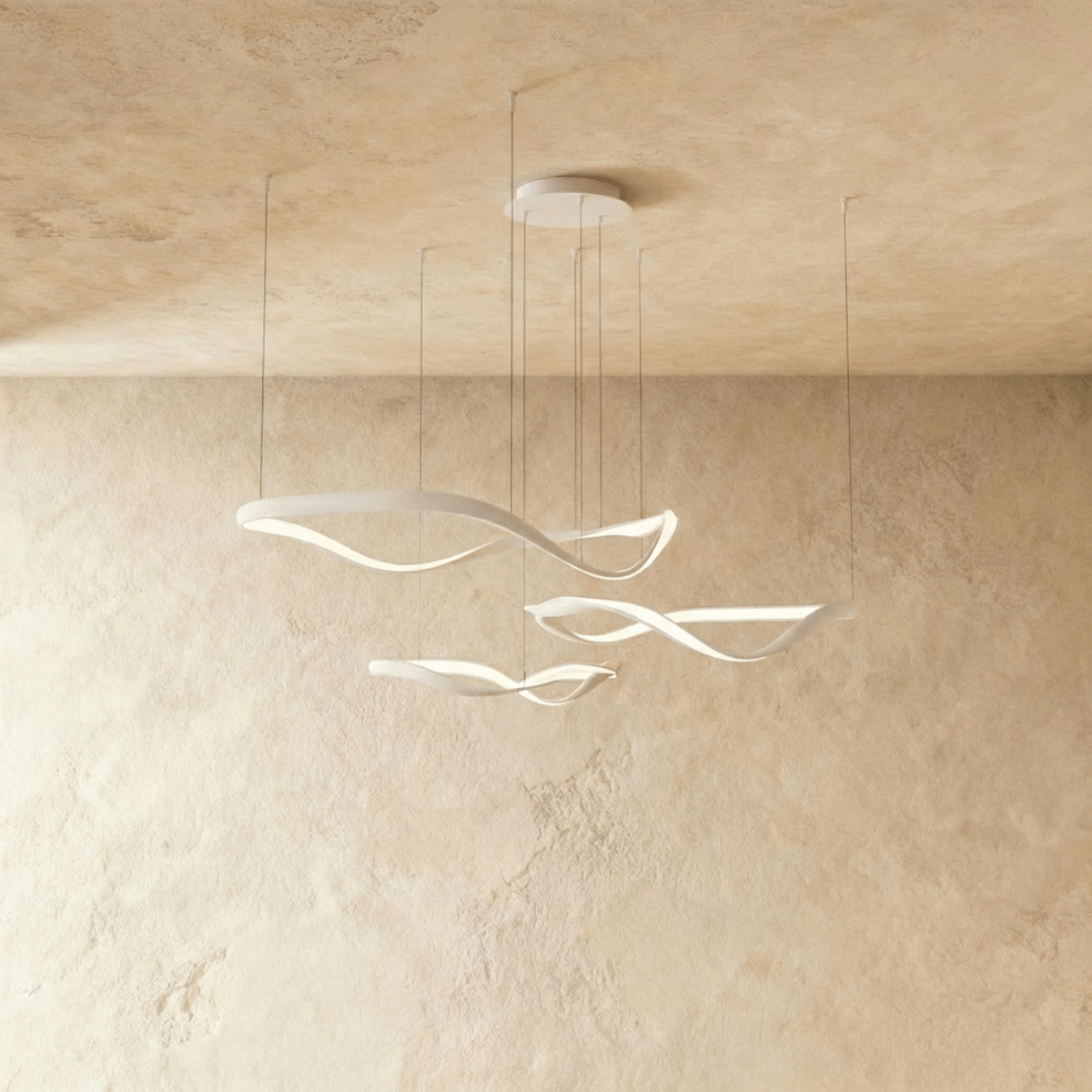Aurelia Curve LED Chandelier With Diffused Ambient Glow For Modern Spaces