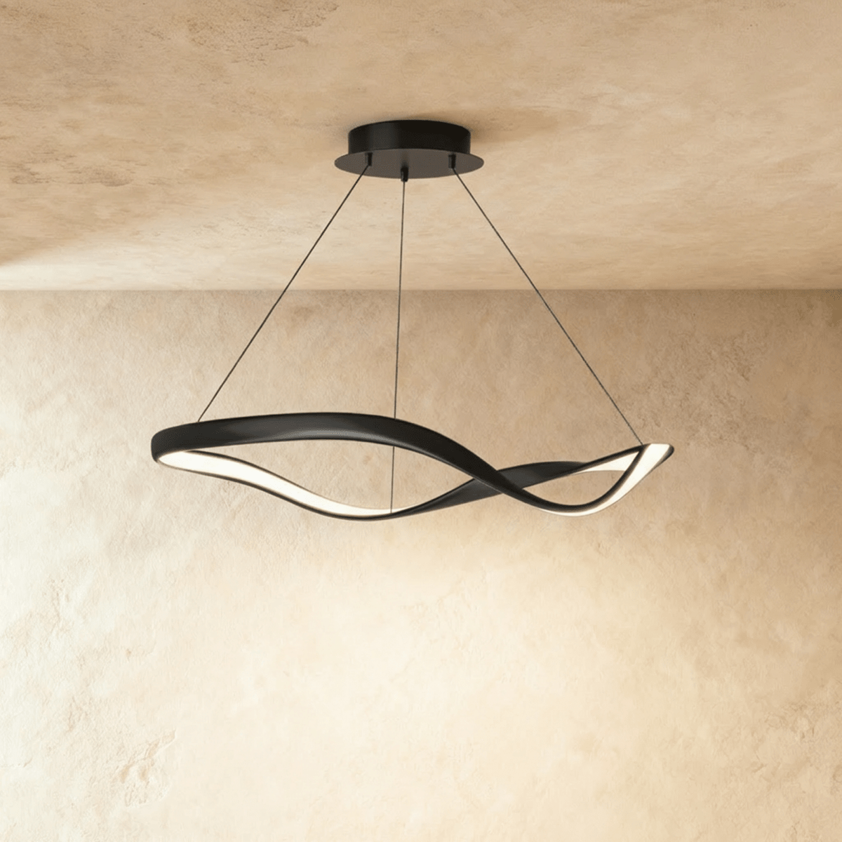 Aurelia Curve LED Chandelier With Diffused Ambient Glow For Modern Spaces