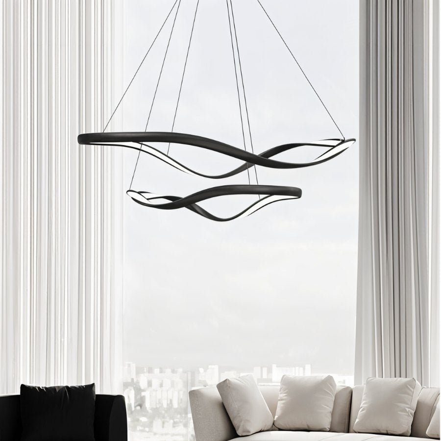 Aurelia Curve LED Chandelier With Diffused Ambient Glow For Modern Spaces