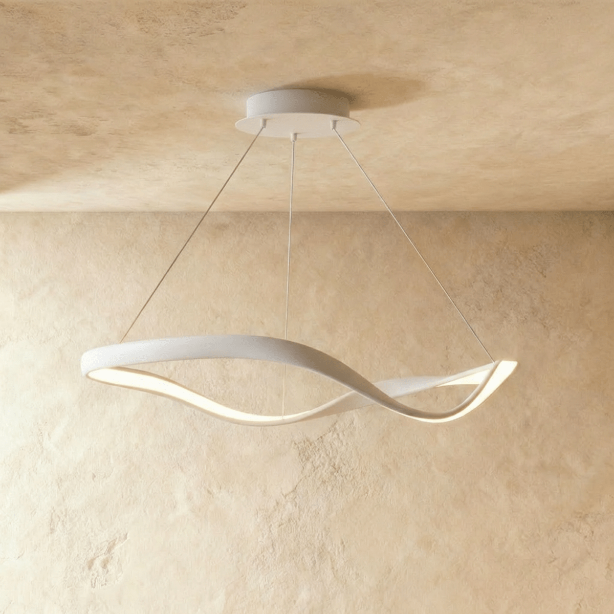 Aurelia Curve LED Chandelier With Diffused Ambient Glow For Modern Spaces