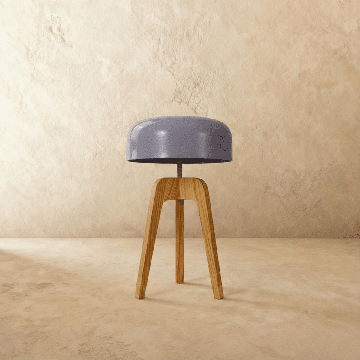 Emberwood Modern Wood Tripod Lamp With Black Acrylic Shade