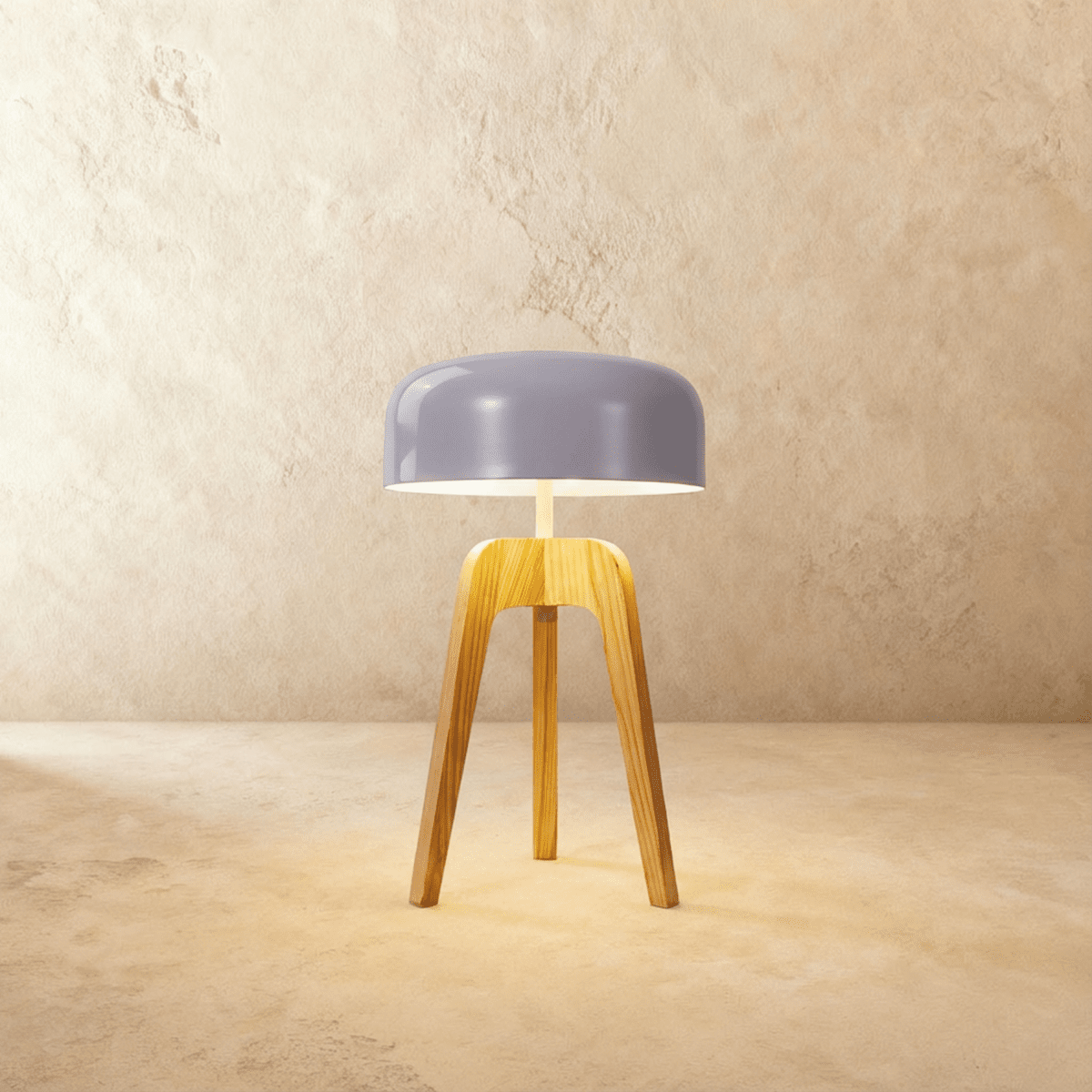 Emberwood Modern Wood Tripod Lamp With Black Acrylic Shade