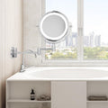 Dual-Arm LED Makeup Mirror, 1X & 7X Magnification, Wall-Mounted