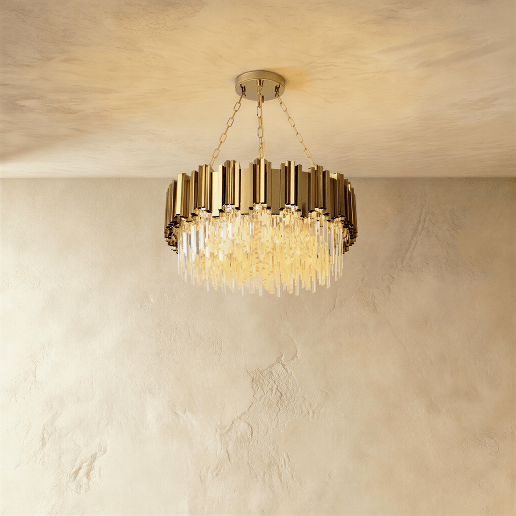 Luminara Cascade Crystal Chandelier In Gold Finish For Dining Rooms