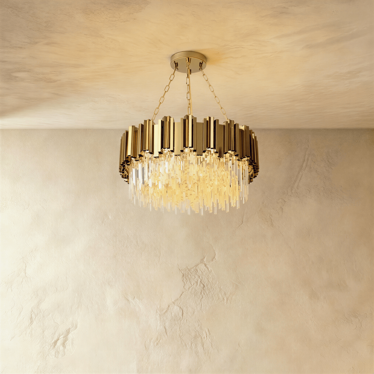 Luminara Cascade Crystal Chandelier In Gold Finish For Dining Rooms