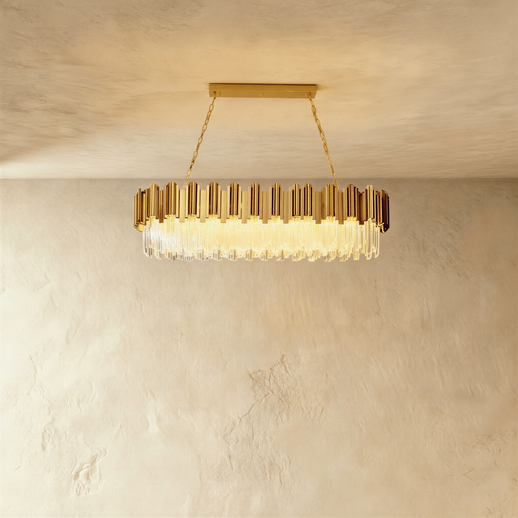 Luminara Cascade Crystal Chandelier In Gold Finish For Dining Rooms
