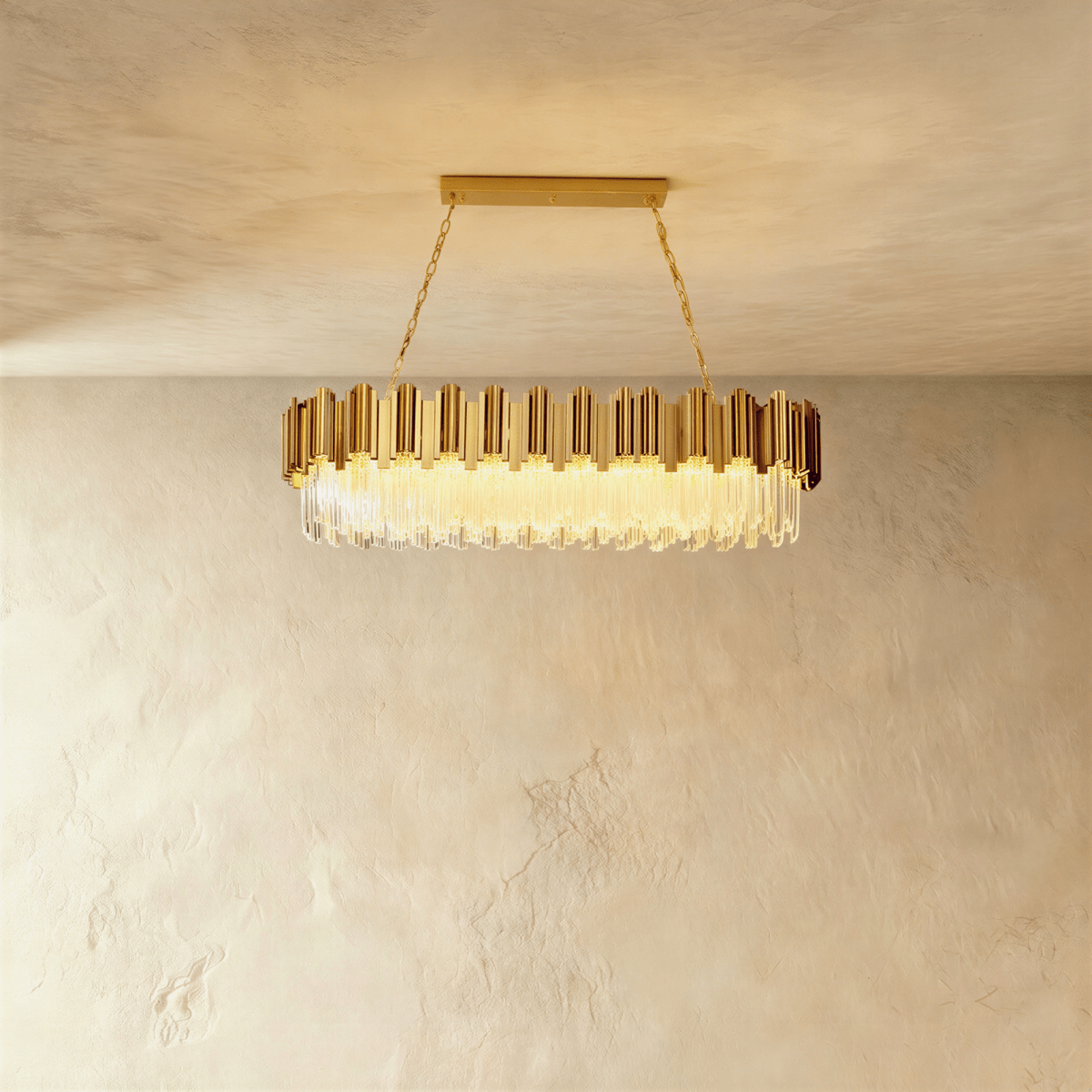Luminara Cascade Crystal Chandelier In Gold Finish For Dining Rooms