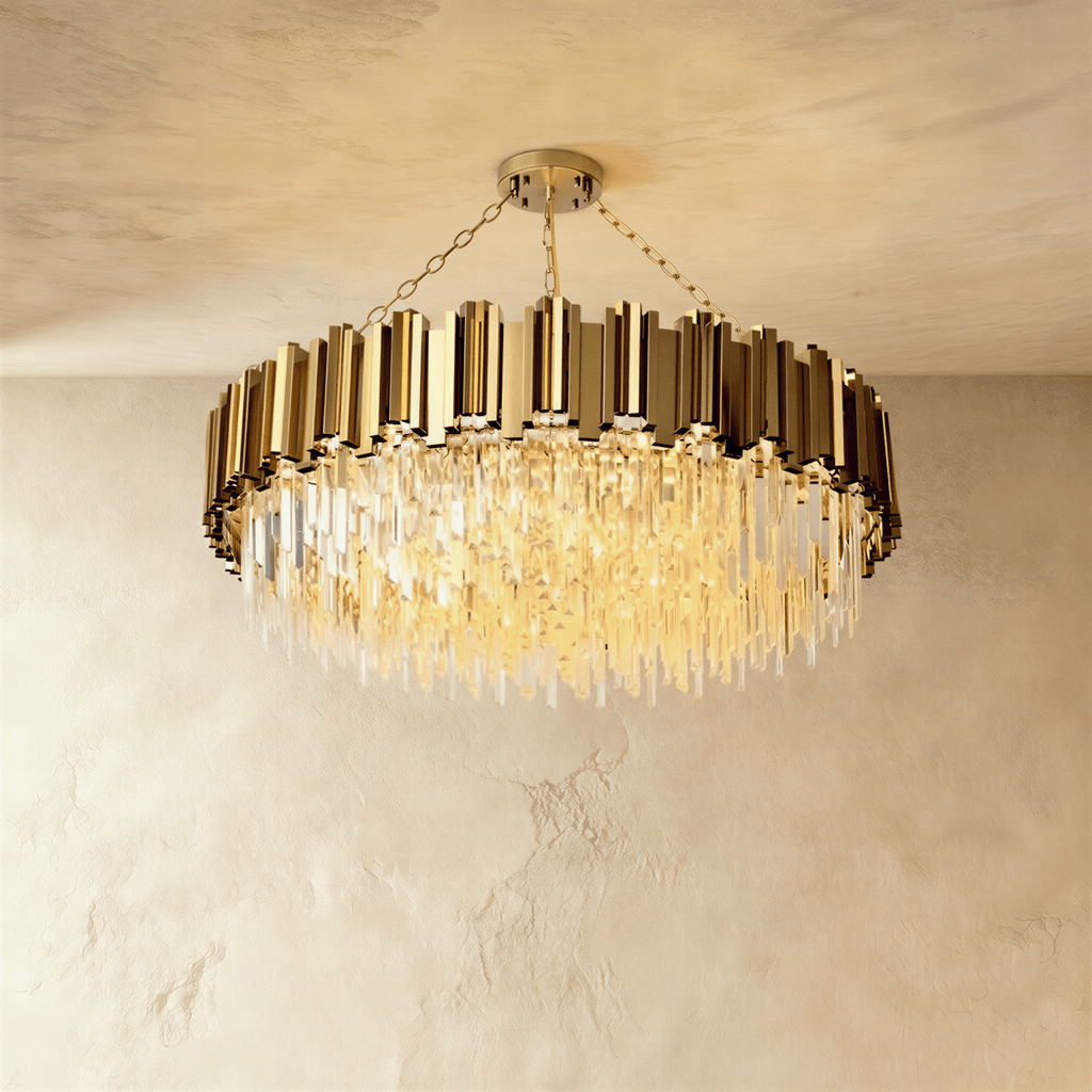 Luminara Cascade Crystal Chandelier In Gold Finish For Dining Rooms