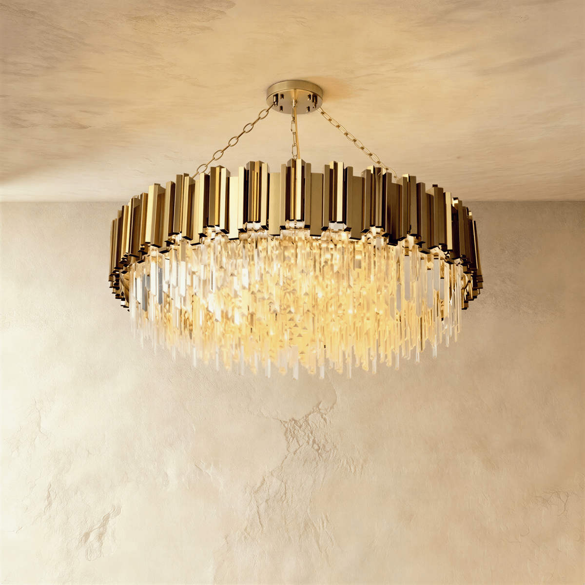 Luminara Cascade Crystal Chandelier In Gold Finish For Dining Rooms