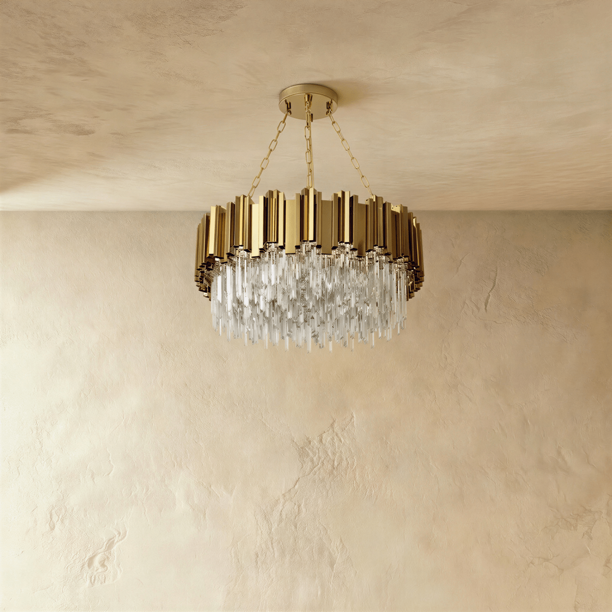 Luminara Cascade Crystal Chandelier In Gold Finish For Dining Rooms