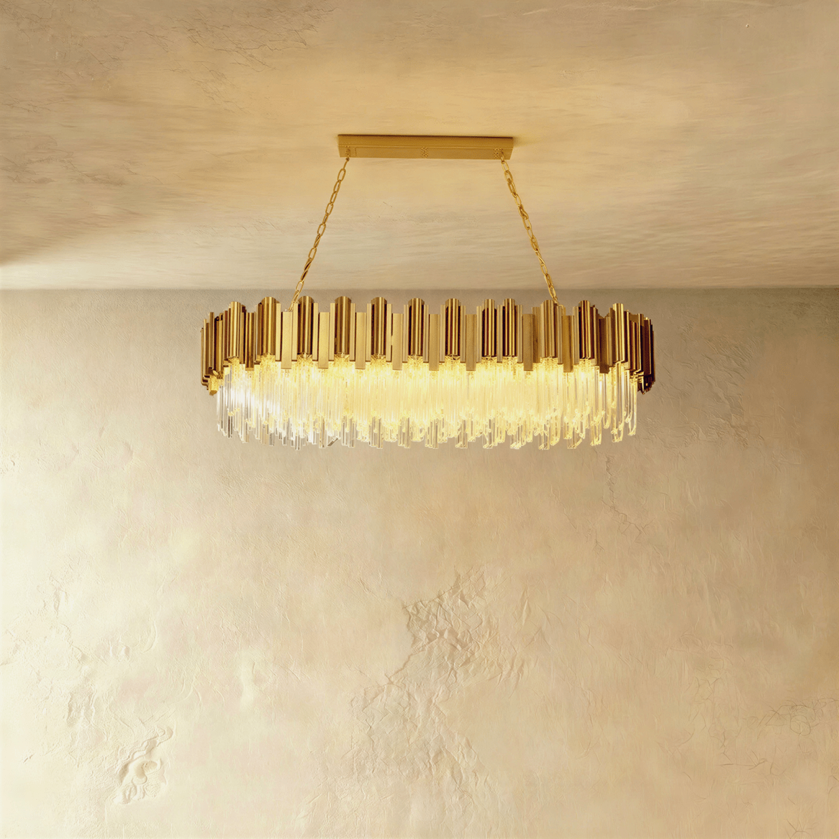 Luminara Cascade Crystal Chandelier In Gold Finish For Dining Rooms
