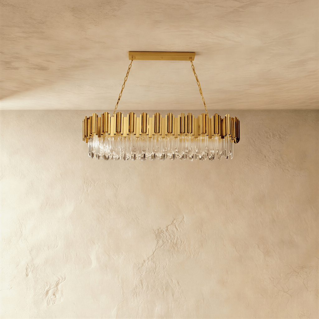 Luminara Cascade Crystal Chandelier In Gold Finish For Dining Rooms