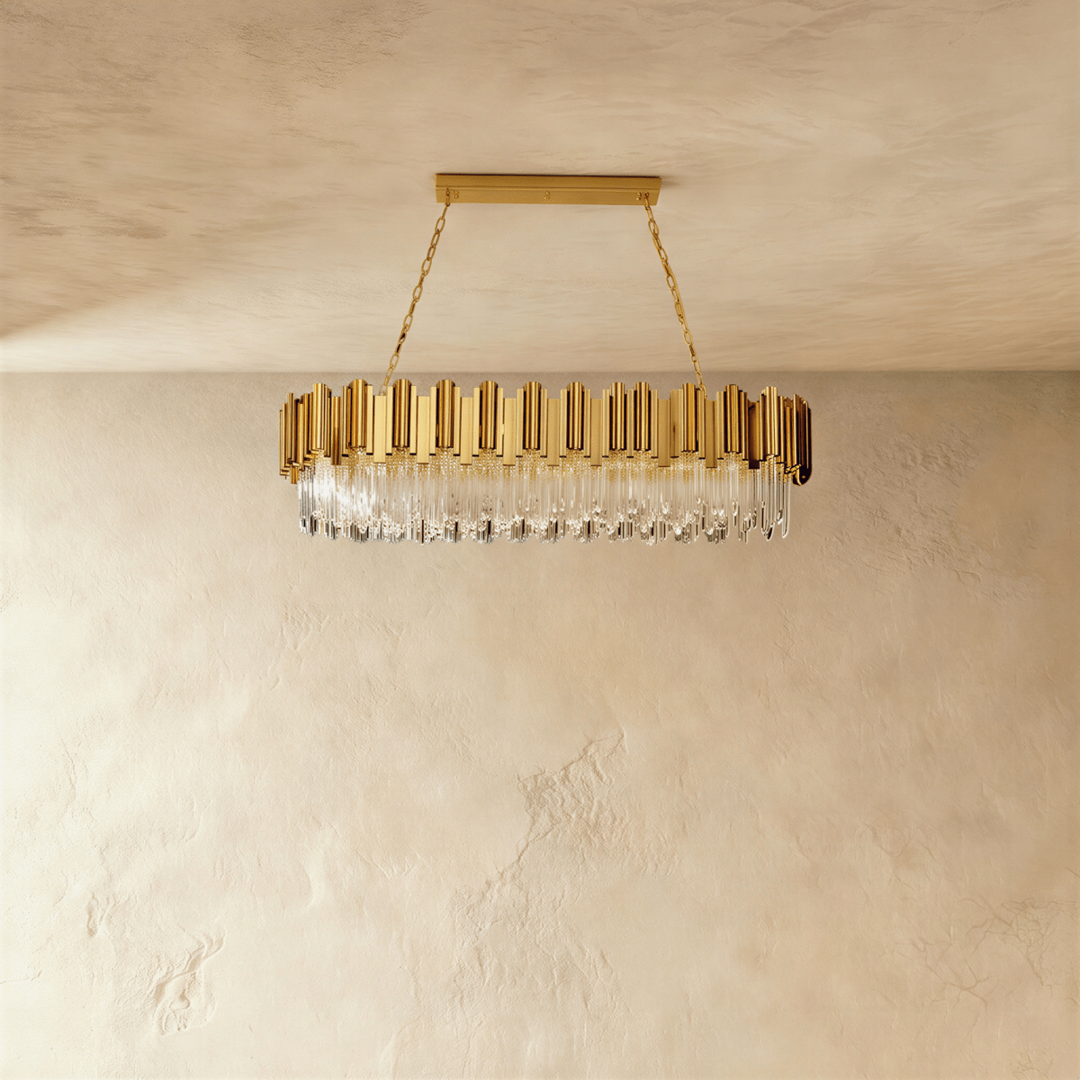 Luminara Cascade Crystal Chandelier In Gold Finish For Dining Rooms