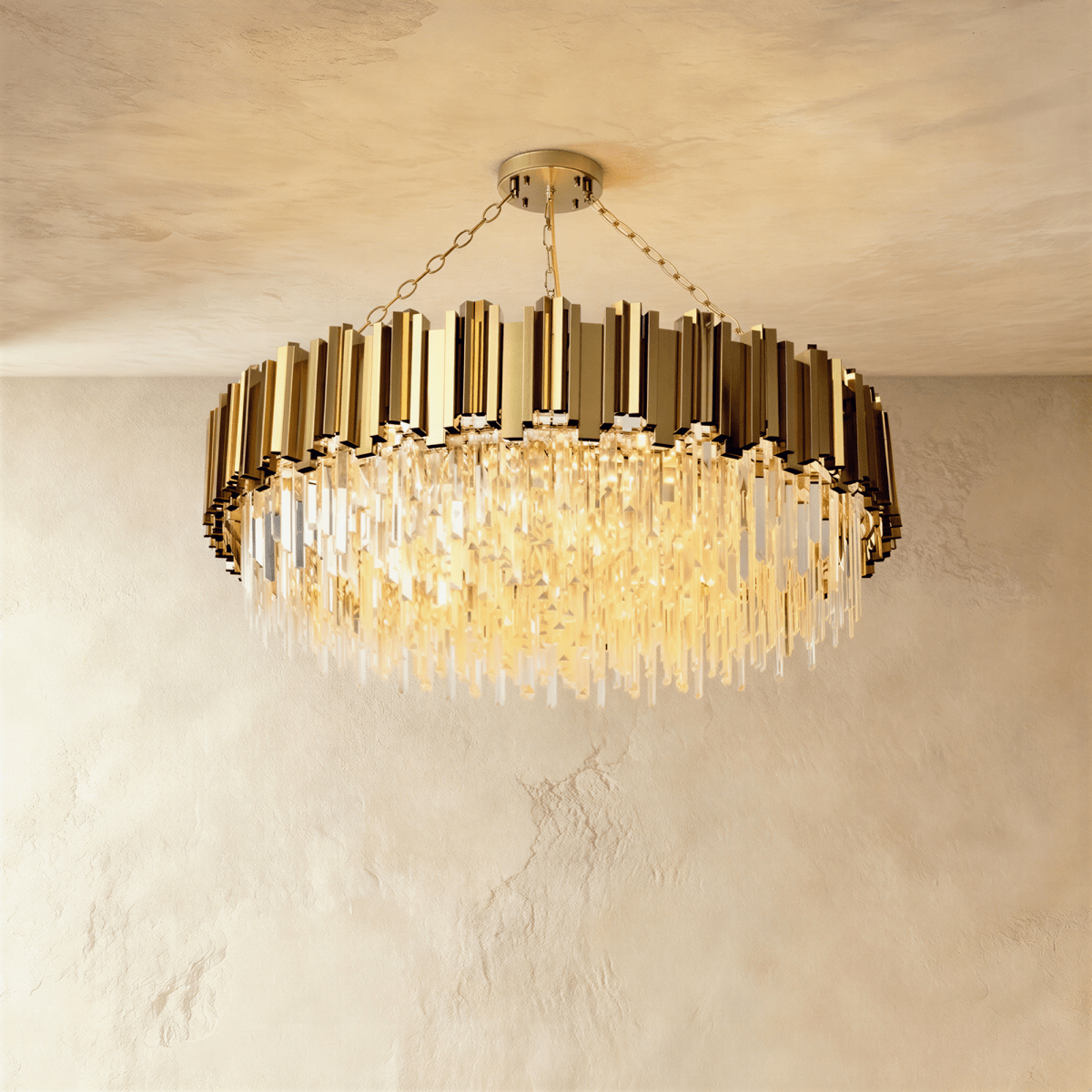 Luminara Cascade Crystal Chandelier In Gold Finish For Dining Rooms