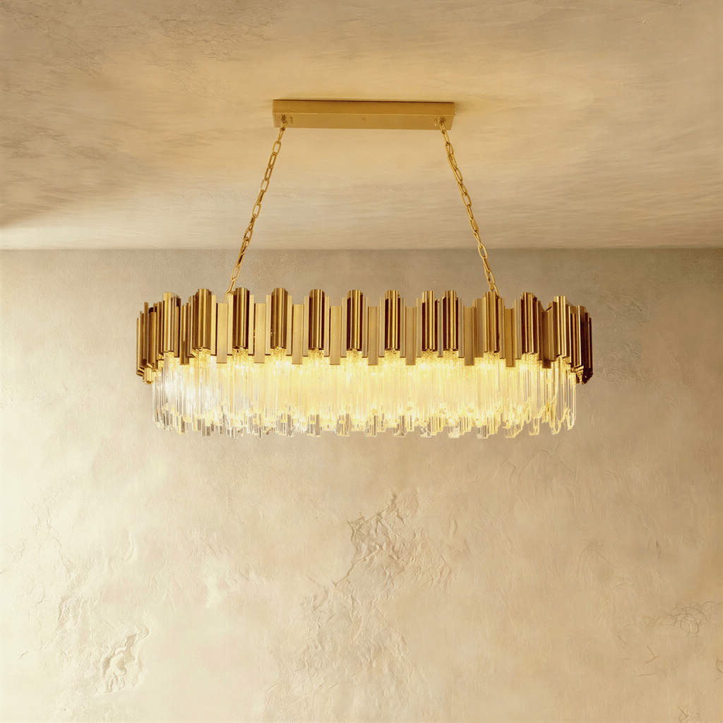 Luminara Cascade Crystal Chandelier In Gold Finish For Dining Rooms
