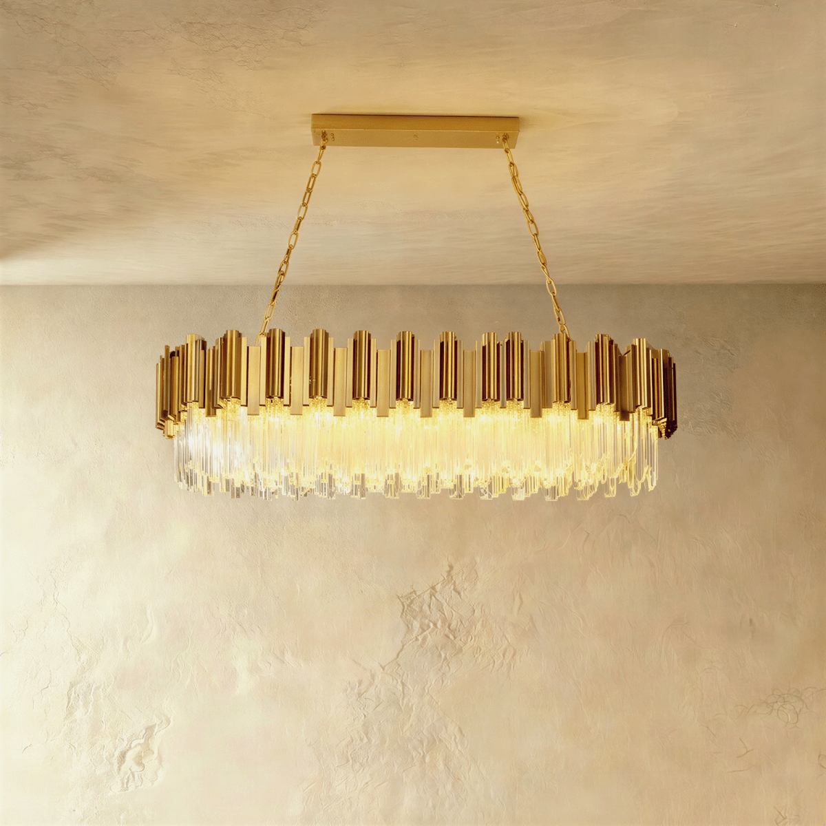 Luminara Cascade Crystal Chandelier In Gold Finish For Dining Rooms
