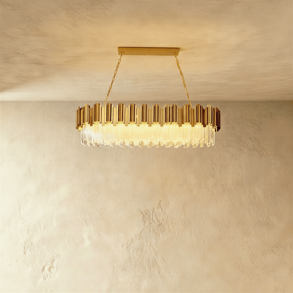 Luminara Cascade Crystal Chandelier In Gold Finish For Dining Rooms