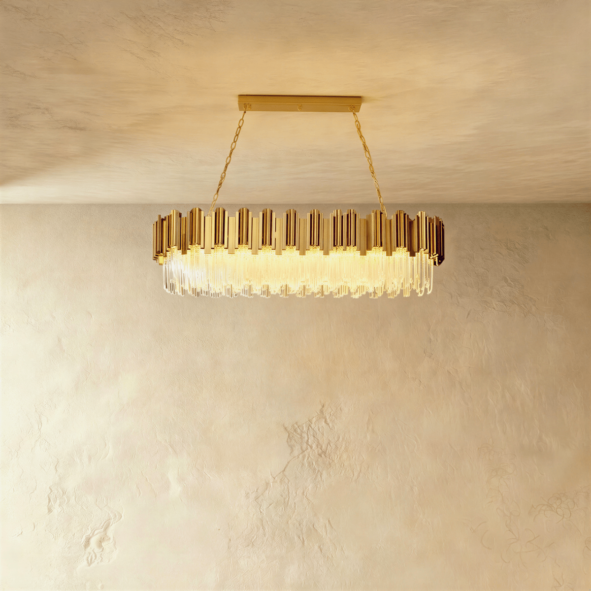 Luminara Cascade Crystal Chandelier In Gold Finish For Dining Rooms