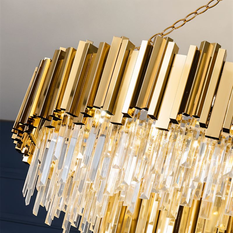 Luminara Cascade Crystal Chandelier In Gold Finish For Dining Rooms