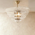 Elegant Emerald Murano Petal Chandelier With Gold Accents