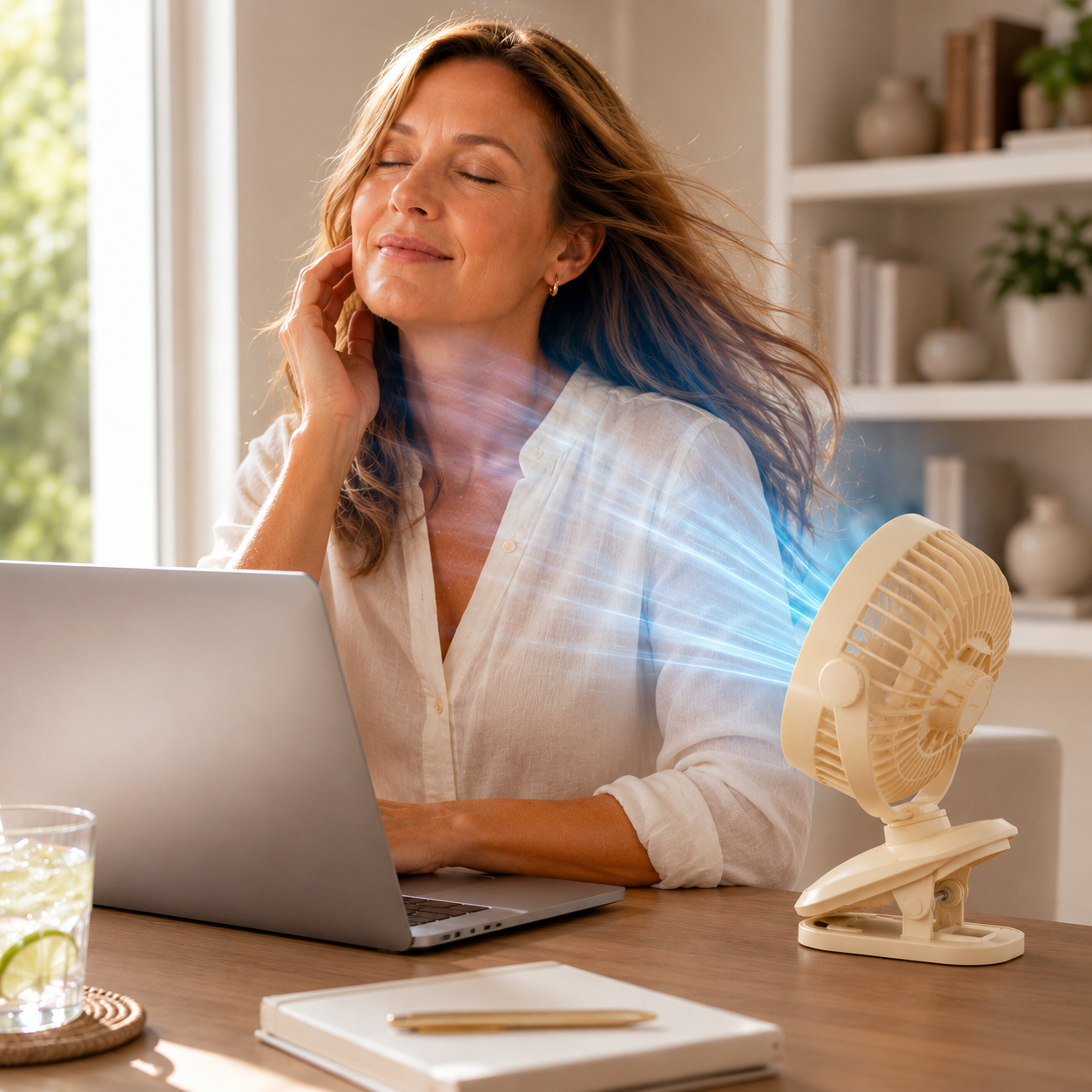 מאוורר קליפס נייד נטען USB ChargeBreeze, מקרר שולחני עם 5 מהירויות