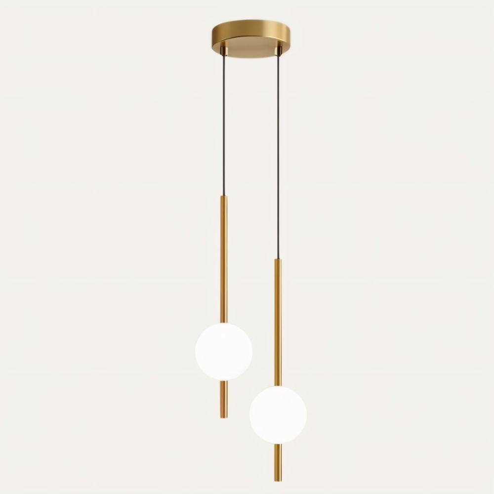 Candeeiro pendente Lyra com globo de vidro ajustável e LED substituível