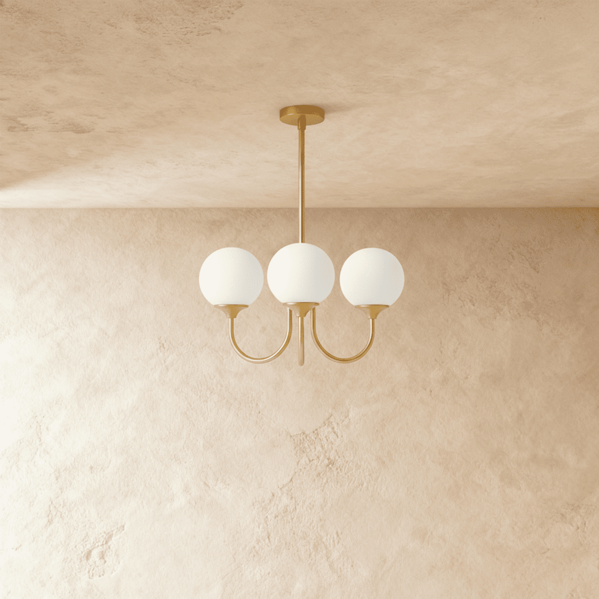 Gold Finish Chandelier With Glass Shades In Peach Pink Or White