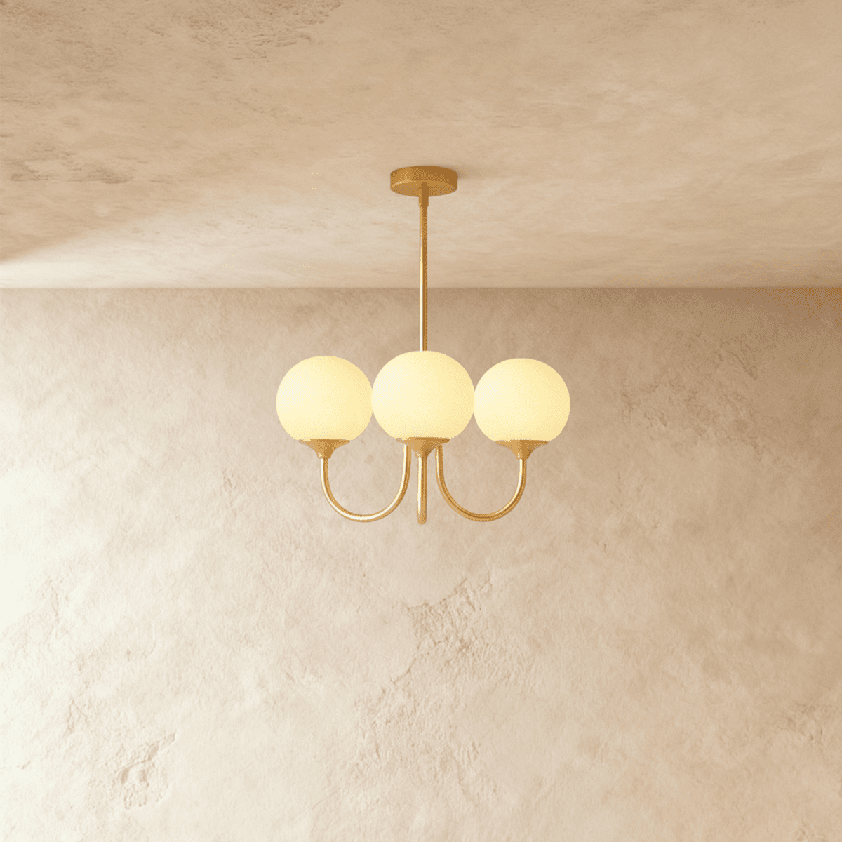 Gold Finish Chandelier With Glass Shades In Peach Pink Or White