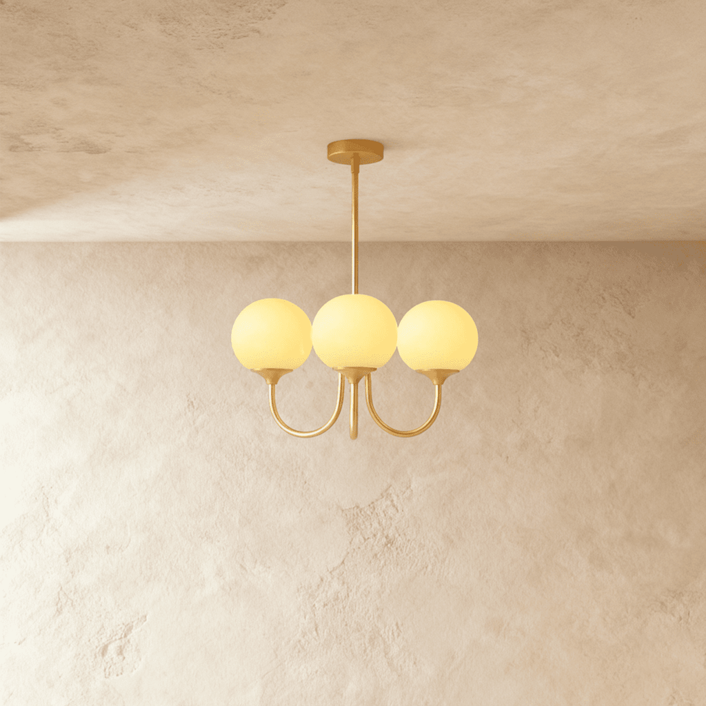 Gold Finish Chandelier With Glass Shades In Peach Pink Or White